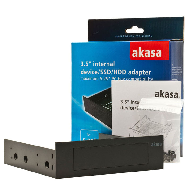 Akasa 3.5'' Internal Device SSD HDD Mounting Adapter 3.5" HDD 2.5" SSD/HDD to 5.25'' PC Drive Bay