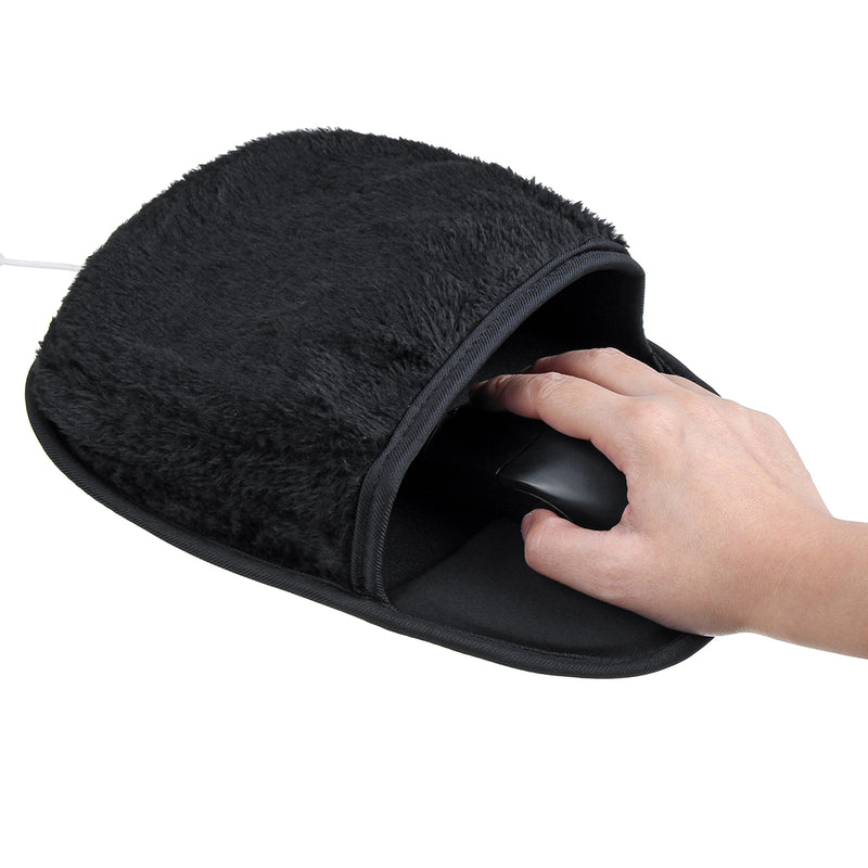 USB Heated Mouse Pad Mousepad Mat Mouse Hand Warmer with Wristguard Winter for PC Laptop