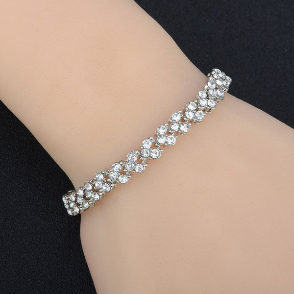 Trendy Metal Geometric Crystal Bracelet Temperament Rhinestone Bracelet