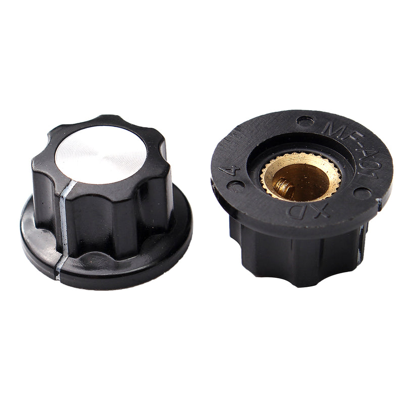 10Pcs Nonslip Potentiometer Rotary Control Knobs 6mm Hole 12mm Top Black Silver Tone Shift Knob
