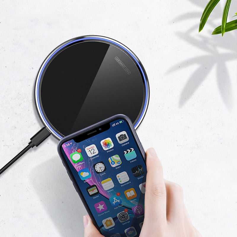 KUULAA 10W LED Indicator Fast Charging Pad Qi Wireless Charger For iPhone XS Max XR Huawei P30 Pro Mate 30 5G Xiaomi Mi9 9Pro 5G S10+ Note 10 5G