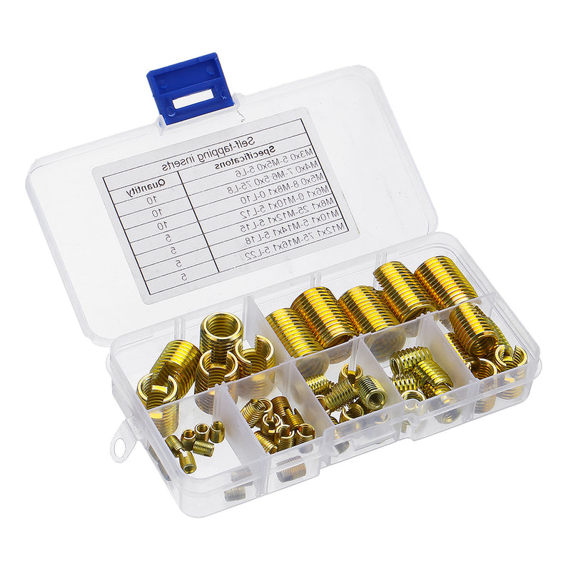 50Pcs/Set Carbon Steel M3-M12 Insert Self-tapping Thread Slotted Screw Thread Inserts Thread Nut Repair Kit