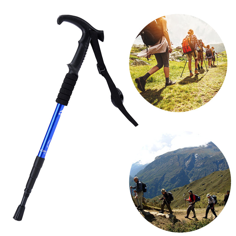 55-110cm 4 Sections Outdoor Sports Folding Trekking Pole Hiking Climbing Stick Elderly Crutches