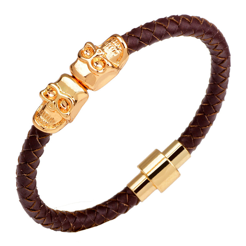 Domineering Woven Magnetic Buckle Men's Leather Bracelet