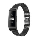 Bakeey Five Beads Round Solid Stainless Steel Watch Band for Fitbit charge 3 Smart Watch