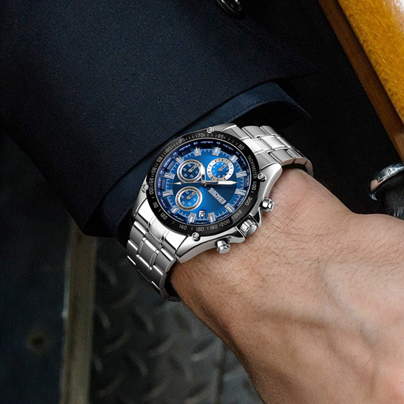 SKMEI 1393 Stainless Steel Business Style Waterproof Date Display Men Wrist Watch Quartz Watches