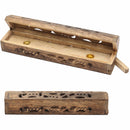 Mango Wooden Incense Stick Holder Burning Joss Box Inlay Cone Burner Ash Catcher