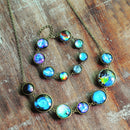 Cosmic Star Time Gem Double-Sided Glass Bracelet Necklace Jewelry Set