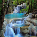 2x1.8CM Polyester 3D Waterfall Nature Scenery Bathroom Shower Curtain With Hooks