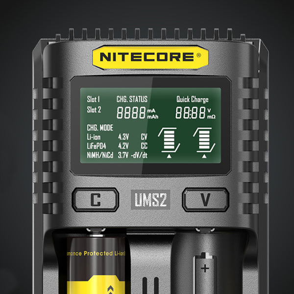NITECORE UMS2 USB Battery Charger LCD Screen Smart Charger For 26650 18650 21700 16340 18350
