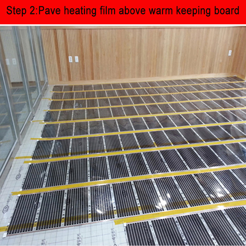 220V PTC Infrared Floor Heating Film Underfloor Heating Mat Crystal Carbon Fiber Laminate Floor Film Foil Warm Infrared Heating Foil Pad