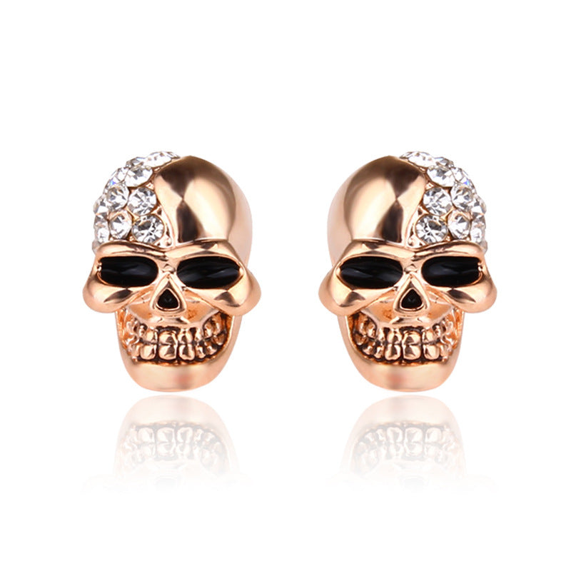 Punk Skull Head Ear Stud Rhinestone Earrings Wholesale for Men Women