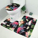3 PCS Bathroom Carpet Set Toilet Cover Shower Curtain Sets Polyester Fabric