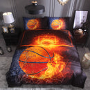 3 PCS Bedding Sets Ball Sports Quilt Cover Pillowcase For Queen Size