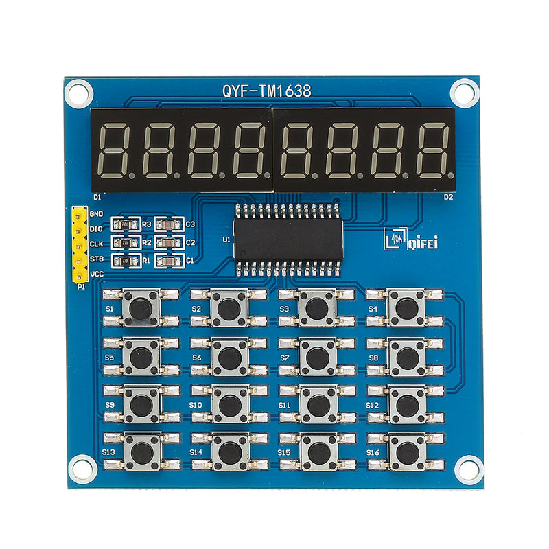 5pcs TM1638 3-Wire 16 Keys 8 Bits Keyboard Buttons Display Module Digital Tube Board Scan And Key LED