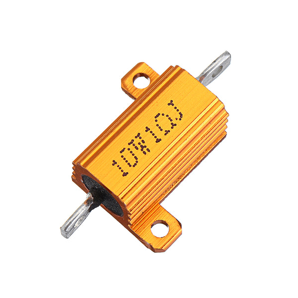 10pcs RX24 10W 1R 1RJ Metal Aluminum Case High Power Resistor Golden Metal Shell Case Heatsink Resistance Resistor
