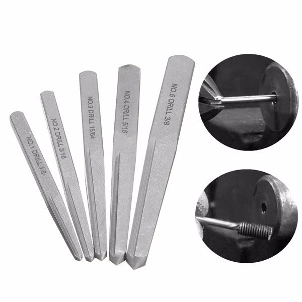 5pcs 1/8 3/16 15/64 5/16 3/8 Inch Damaged Nut Screw Extractor Set Bolt Stud Square Remover Tool Kit
