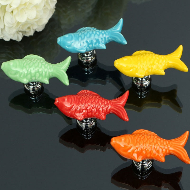 Goldfish Ceramic Knobs Door Furniture Handle Cupboard Cabinet Drawer Pull