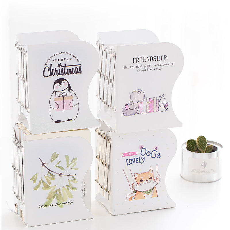 Telescopic Folding Book Stand Bookends Bookshelf Office Cartoon Animal Squirrel Penguin Cat Dog Patterns Book Folder Students Storage Stationery