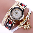 DUOYA XR1889 Fashionable Gold Elephant Ladies Bracelet Watch Leather Strap Quartz Watches