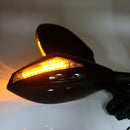 Universal Turn Signal Motorcycle Mirrors With LED Indicator Motorbike Black Look