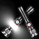 XANES T6 200W Flashlight 4 Modes USB Rechargeable Zoomable Life Waterproof COB Work Lamp Camping Hunting