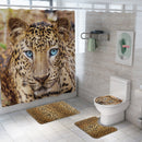 Honana 4PCS Bathroom Waterproof Shower Curtain Animal Leopard PatternToilet Seat Cover Pedestal Rug Bath Mat Bathroom Decor