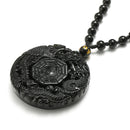 Black Obsidian Lucky Pendant Tai Ji Necklace Chain for Men Women Gift