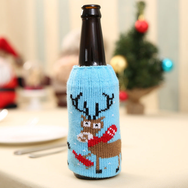 New Arrival Beer Cocktail Bottle Decor Cartoon Knitting Bottle Cover Bags Clothes Home Party Dinner