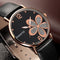 SMEETO C1734 Women Quartz Watch Fashion Flower Patten Simple Dial Leather Strap Wristwatch