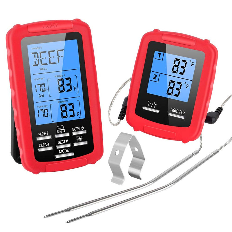 Digital BBQ Thermometer Kitchen Oven Food Cooking Grill Smoker Meat Thermometer with Probe and Timer Temperature Alarm