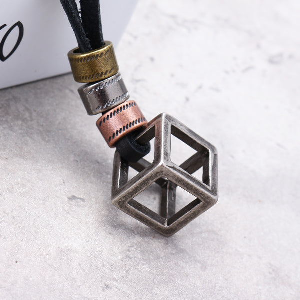 Punk Leather Rope Chain Adjustable Long Personalized Necklace for Men