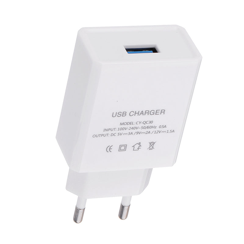EU QC 3.0 18W USB Charger Power Adapter for Tablet Smartphone