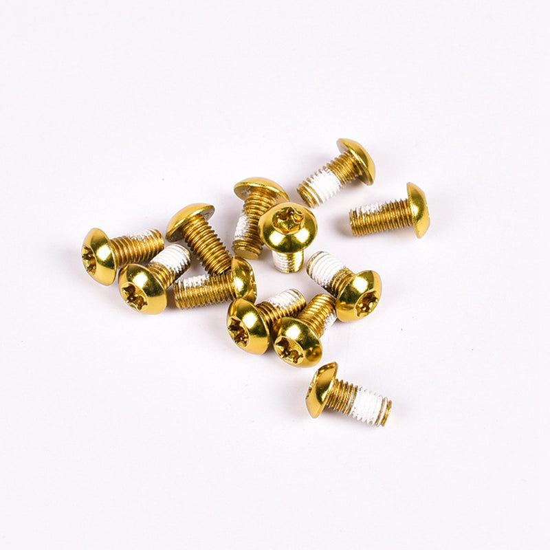 12Pcs Mountain Bike Colorful Disc Screw Alloy Steel Brake Pads Screw Non-slip T25 Screws M5*10MM