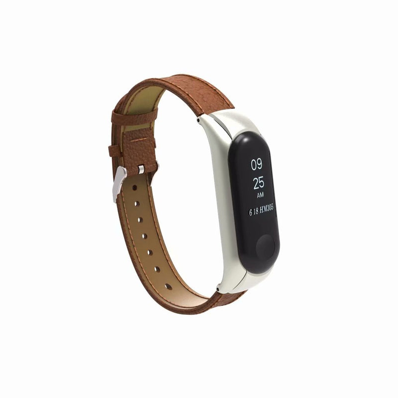 Bakeey Leather Strap with Metal Frame Replacement Wristband for Xiaomi Mi Band 3 Smart Bracelet