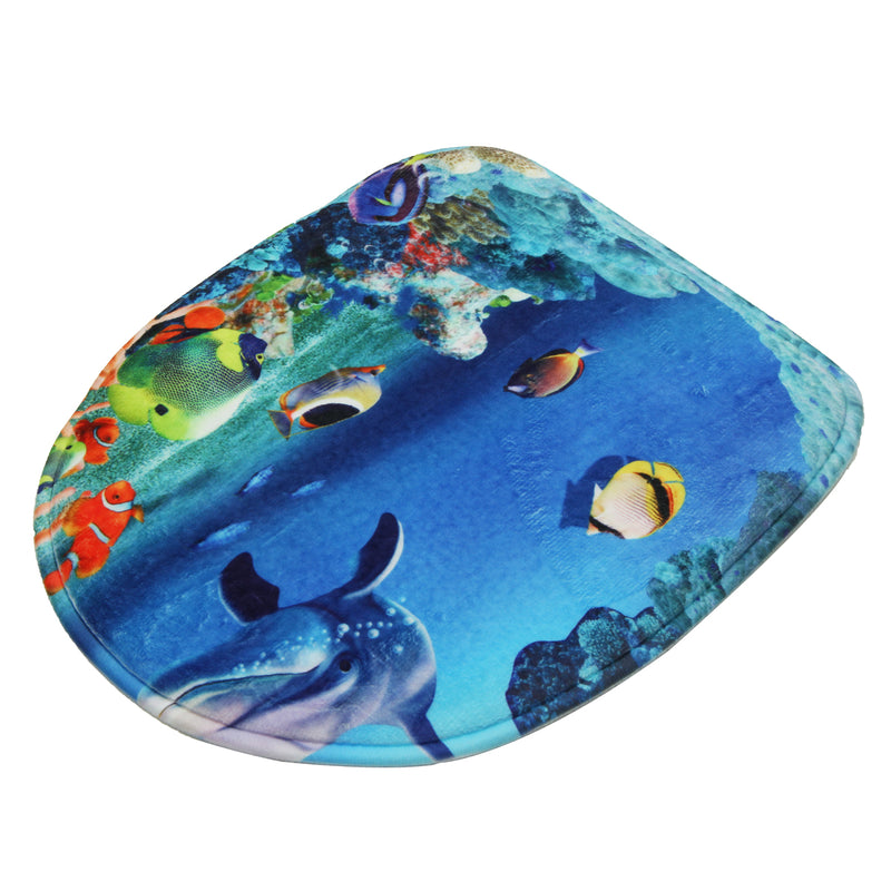 An Ocean Dolphin Bathroom Carpet Set Pedestal Rug Lid Toilet Cover Bath Mat Set