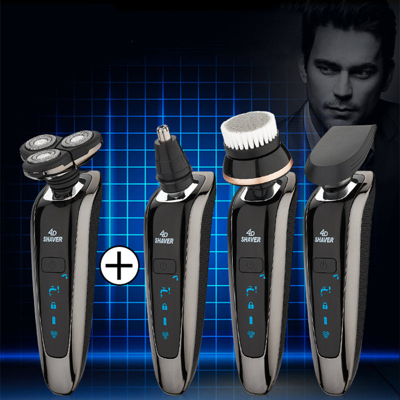 Genpai 8500 IPX7 Waterproof USB Electric Shaver Razor Men Washable Rechargeable 4D Three-Head Foating Electric Shaver