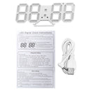 3D LED Digital Wall Clock Alarm Clock USB Stereo Clock Built-In Automatic Light Sensor