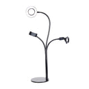 3 in 1 Live Streaming Adjustable Fill Light Microphone Clip Desktop Phone Holder for Mobile Phone
