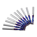 Drillpro 10pcs 3.175mm Shank Blue Coated Spiral Flat End Mill Two Flute CNC Milling Cutter
