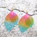 Ethnic Statement Colorful Double Layer Leaf Drop Earring Boho Piercing Dangle Earrings for Women
