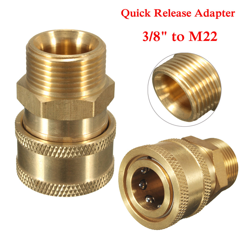 3/8 Inch Brass Quick Release Adapter Connect to M22 Metric For Pressure Washer Hose