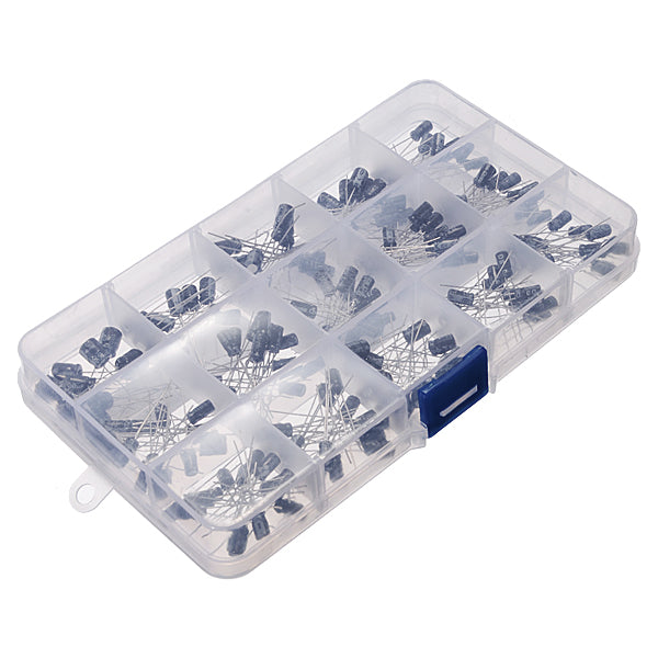 5 x 215pcs 15 Values 0.1uF-330uF Mix Electrolytic Capacitor Kit With Storage Box