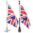 Motorcycle Rear Flag Pole & Stripes Luggage Uk Union King Mount For Harley Sports
