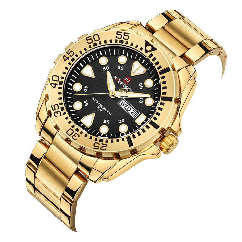 NAVIFORCE 9105 Business Style Male Wristwatch Stainless Steel Analog Quartz Watch