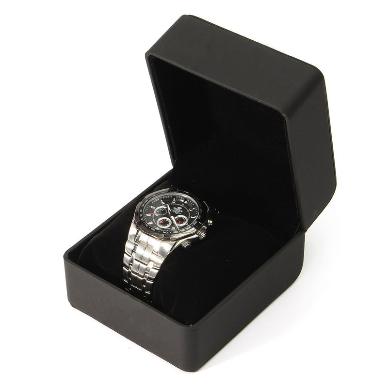 Black Clamshell Watch Bracelet Velvet Gift Box Holder Cushion Pillow