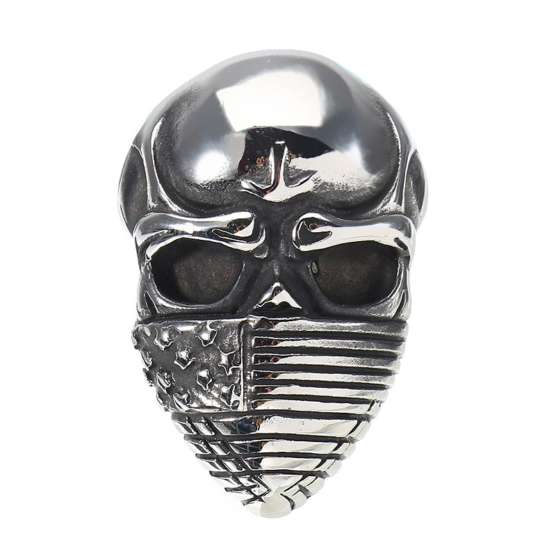Fashion Titanium Steel Men's Ring Skull and Flag Personality Finger Ring