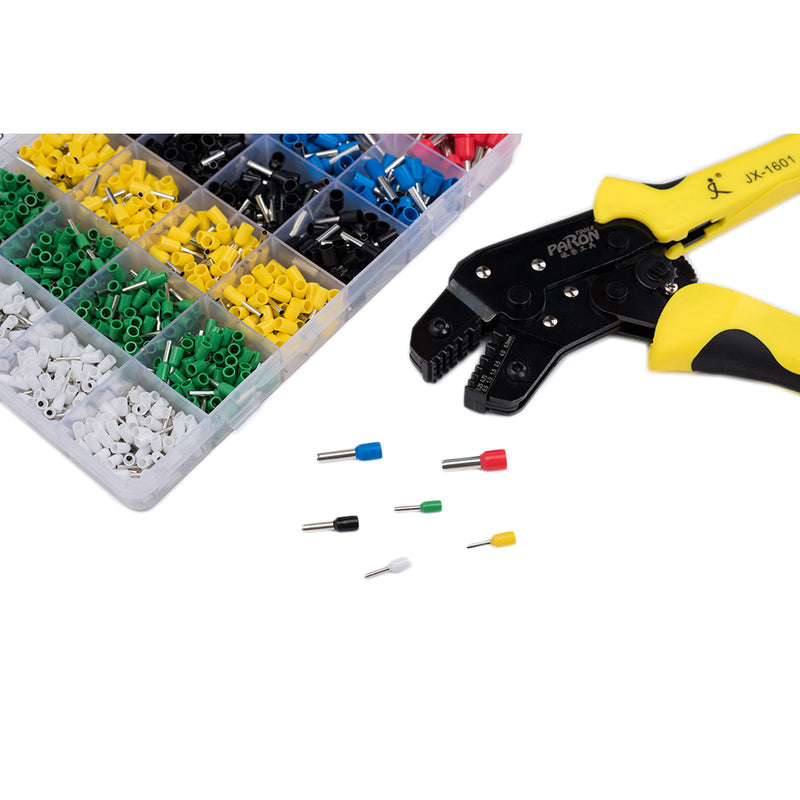 PARON JX-1601-06T AWG20-10 Crimper Plier Wire Crimper Tools Kit Ratchet Plier Hand Tools with 1200Pcs Terminals