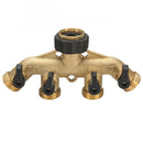 3/4 Inch BSP 4 Way Brass Hose Faucet Manifold Water Segregator Garden Tap Connector Splitter Switcher Control Shut Off Valve