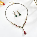 Sweet Plants Leaf Drop Pendant Necklace Earring Jewelry Set Fashion Women Wedding Accessories